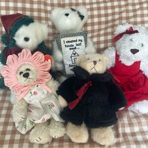 Lot of 5 Small White Plush Bears Ty Boyd’s Russ OPI